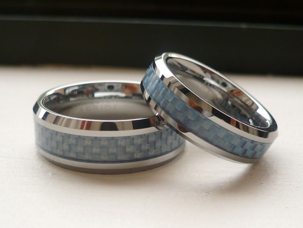 Tungsten Wedding Ring Sets
 TUNGSTEN CARBIDE HIS & HER WEDDING BAND RING SET blue