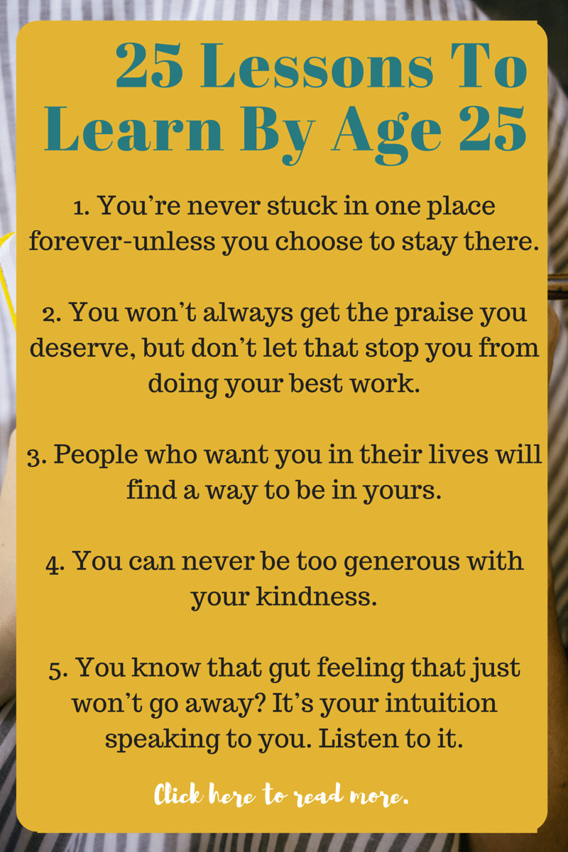 Turning 25 Birthday Quotes
 25 Lessons You Learn By 25