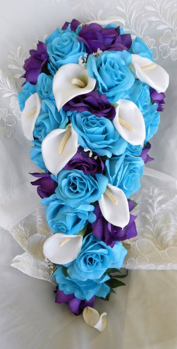 Turquoise And Purple Wedding Theme
 Turquoise Malibu blue and royal purple bridal wedding set
