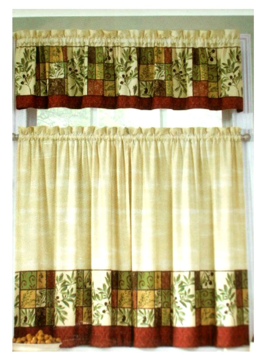 Tuscany Kitchen Curtains
 Tuscan Olives Herbs Kitchen Curtains Set