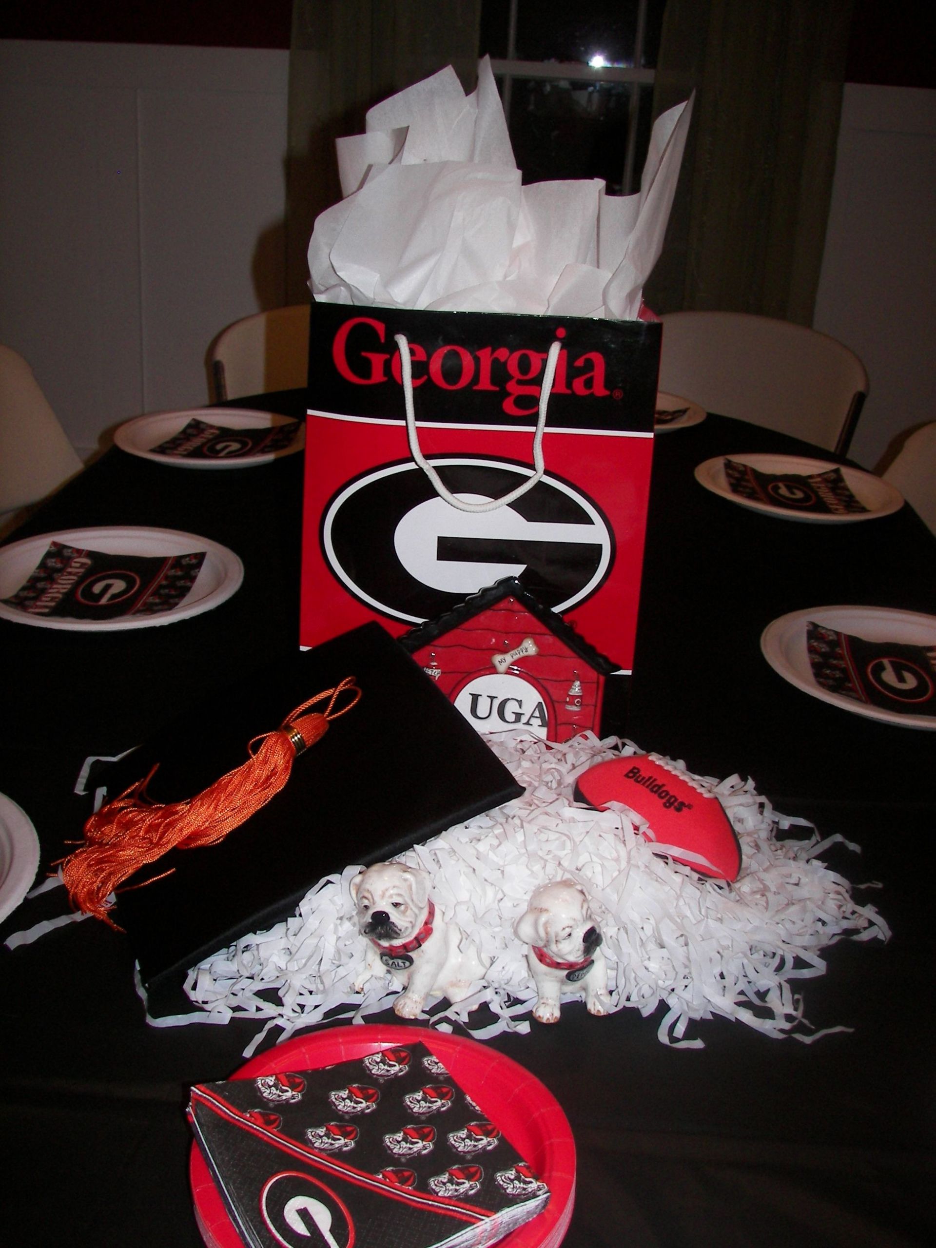 Uga Graduation Party Ideas
 Used a Georgia t bag for the centerpiece for my son s