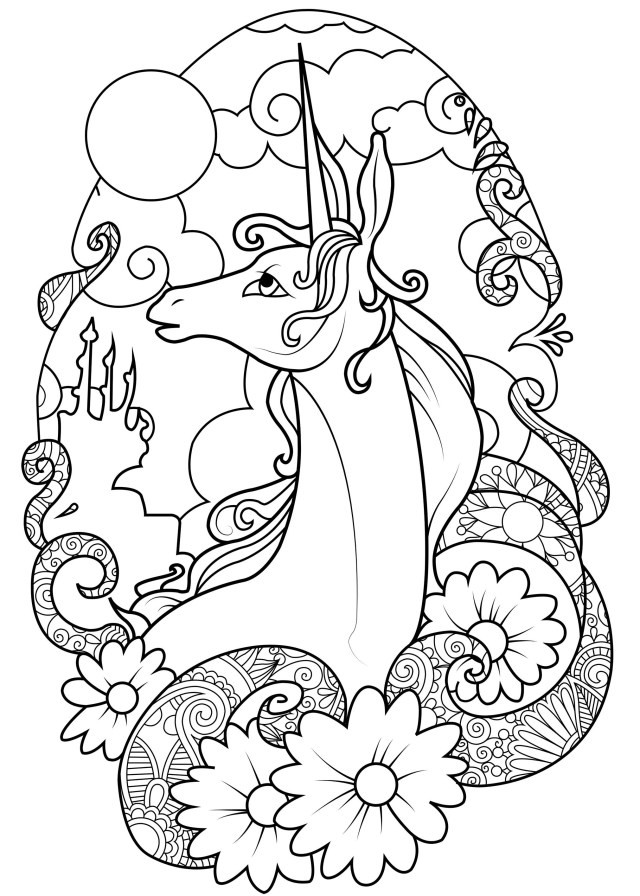 Unicorn Adult Coloring Books
 Great of Unicorn Coloring Pages For Adults