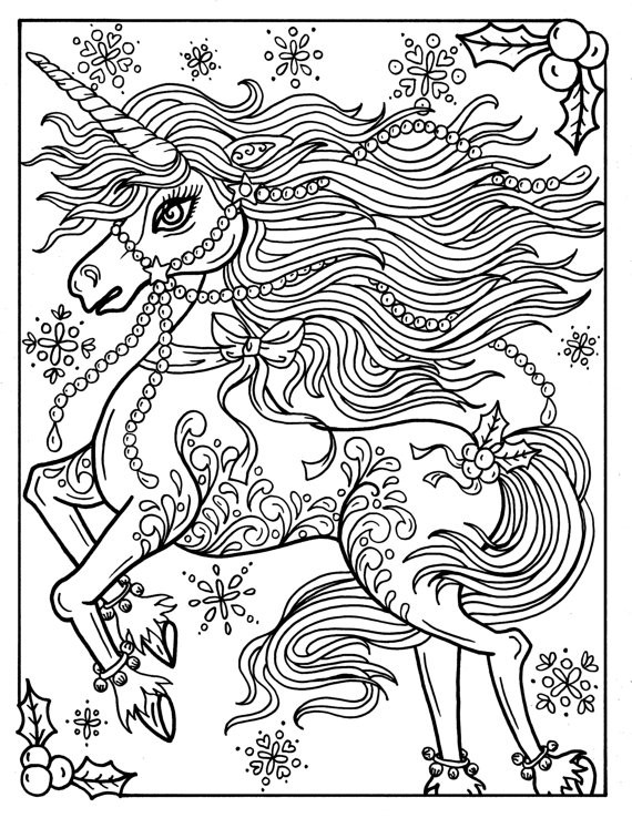 Unicorn Adult Coloring Books
 Christmas Unicorn Adult Coloring page Coloring book Holidays