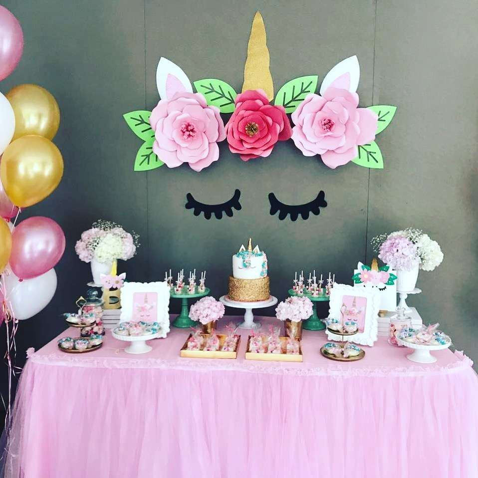 Unicorn Party Centerpiece Ideas
 What a stunning Unicorn Birthday Party The dessert table
