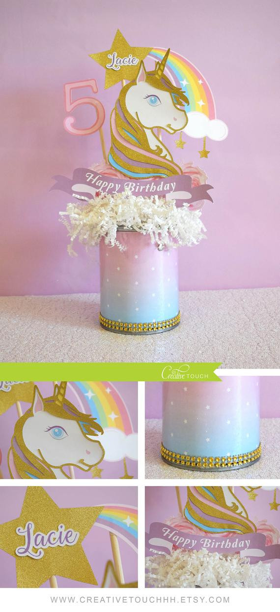 Unicorn Party Centerpiece Ideas
 Unicorn Centerpiece Custom Gold Birthday Decoration by