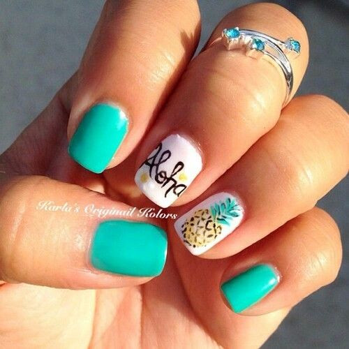 Vacation Nail Designs
 I like the teal with just the pineapple nail Into