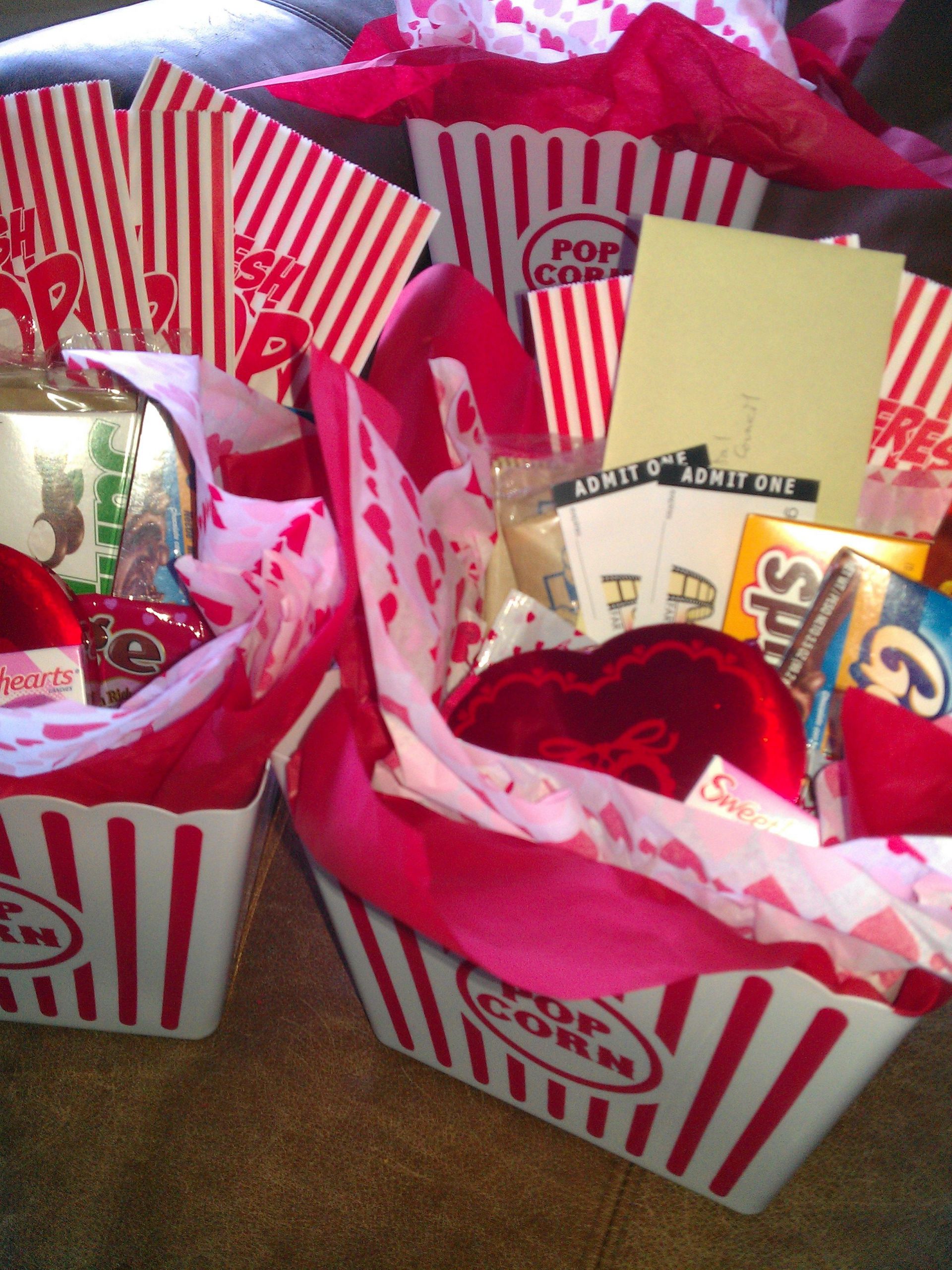 Valentine Gift Baskets Kids
 Valentines Day Movie Baskets Would be fun to make a
