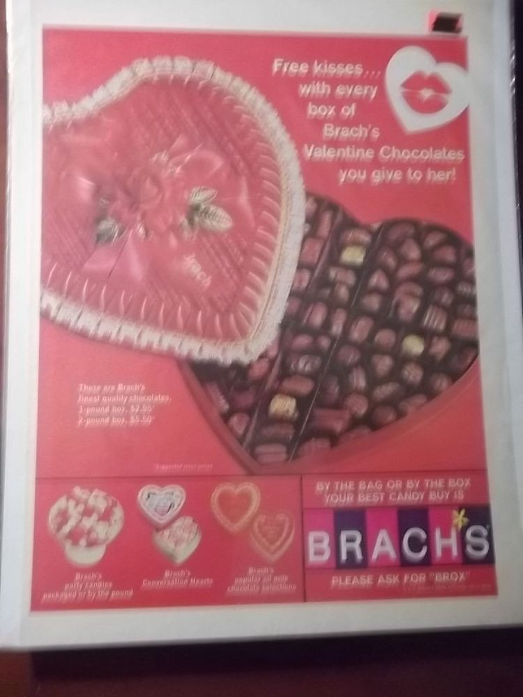Valentine'S Day Brownies
 1967 VINTAGE PRINT AD BRACH S CHOCOLATE VALENTINE S DAY