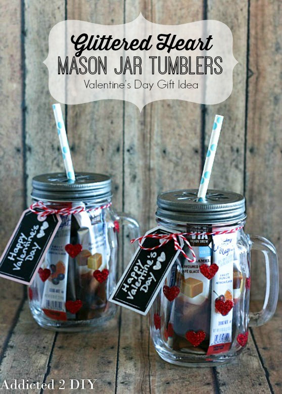 Valentines Day Gift Ideas For Coworkers
 Glittered Heart Mason Jar Tumblers
