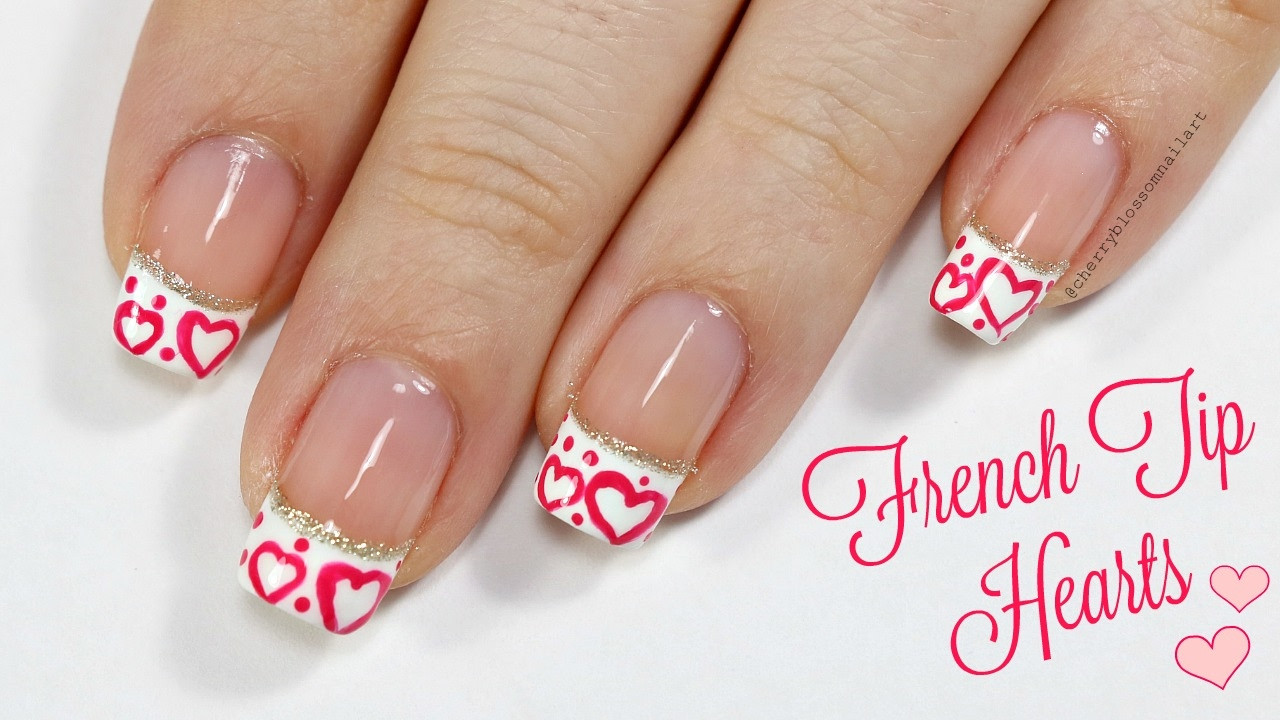 Valentines Day Nail Designs
 Easy French Tip With Hearts Valentine s Day Nail Art