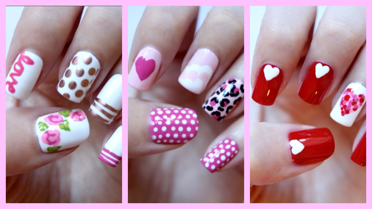 Valentines Day Nail Designs
 Valentines Day Nails Three Easy Designs