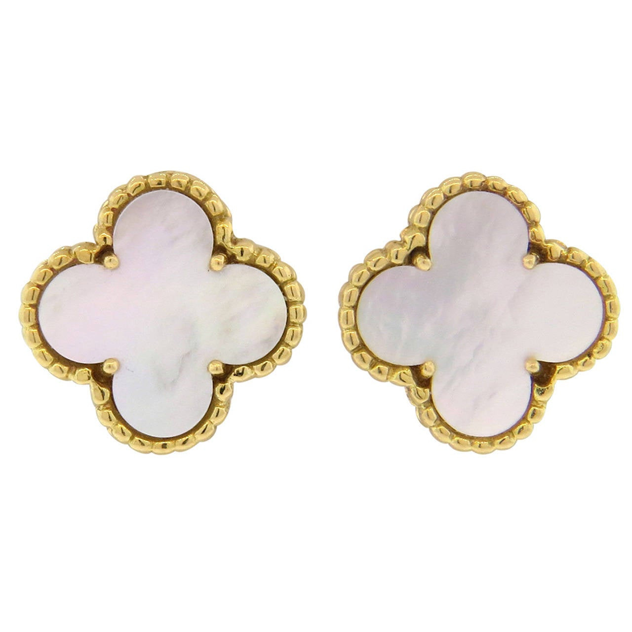 Van Cleef Earrings
 Van Cleef and Arpels Vintage Alhambra Mother of Pearl Gold