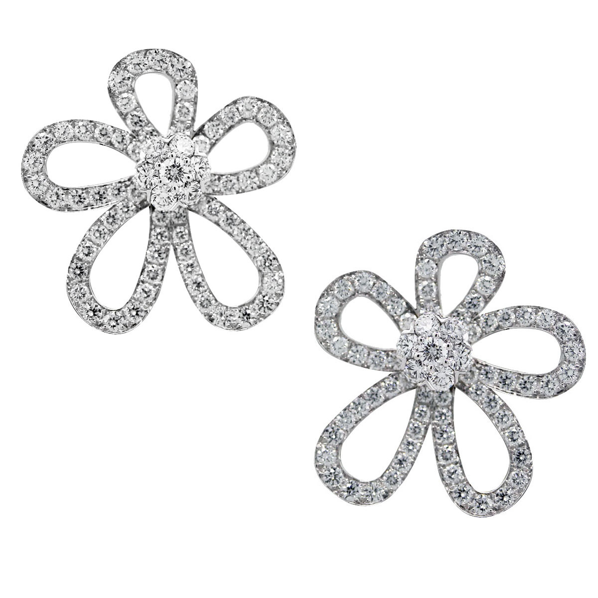 Van Cleef Earrings
 Van Cleef & Arpels Flowerlace Diamond Earclips 18K White Gold