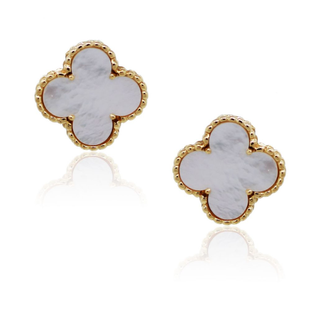 Van Cleef Earrings
 Van Cleef & Arpels Mother Pearl Alhambra Gold Earrings