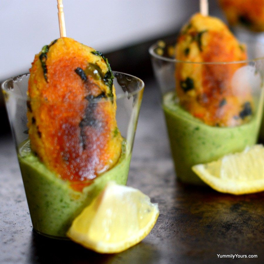 Veg Indian Appetizers
 Cocktail idli kebabs with chutney shots Recipe