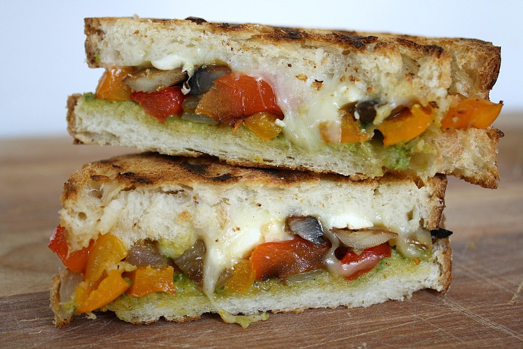 Veg Panini Sandwich Recipe
 Roasted Ve able Panini with Pesto