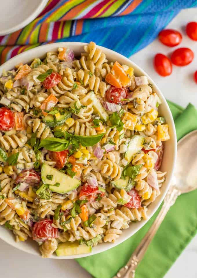 Vegetarian Macaroni Salad
 Summer veggie pasta salad Family Food on the Table