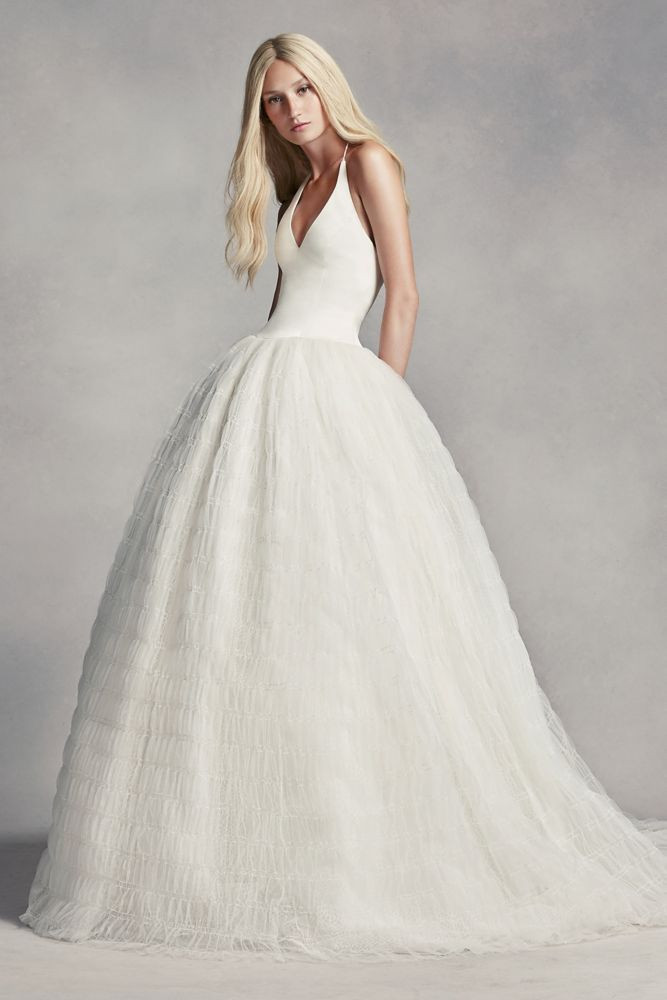 Vera Wang Wedding Dress Prices
 Extra Length White by Vera Wang Halter Tulle Wedding Dress
