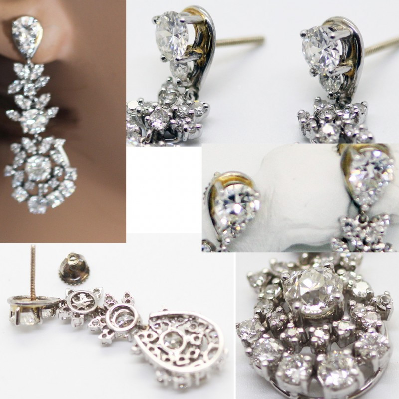 Vintage Diamond Earrings
 Vintage Antique Diamond Earrings Platinum Ear Pendants