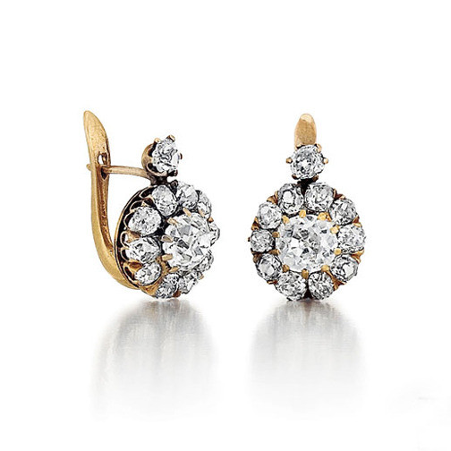 Vintage Diamond Earrings
 SOLD A Pair of Victorian Antique Diamond Cluster Earrings
