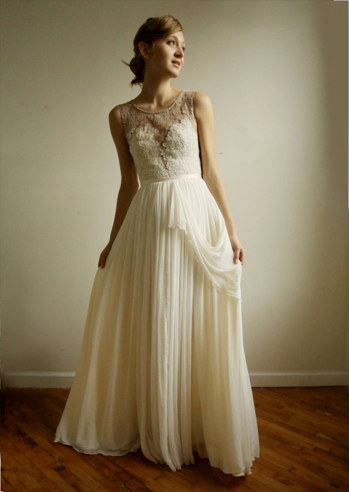 Vintage Inspired Lace Wedding Dresses
 Favorite Illusion Neckline Wedding Gowns of 2013