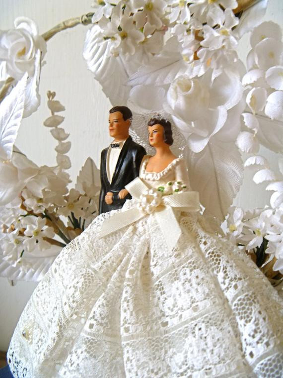 Vintage Wedding Cake Toppers
 Vintage 50s Wedding Cake Toppers with Elaborate heart shape