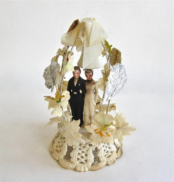 Vintage Wedding Cake Toppers
 vintage bride and groom wedding cake topper by