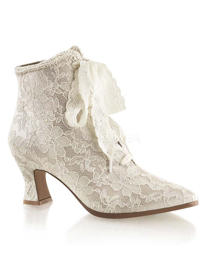 Vintage Wedding Shoes For Sale
 Champagne Lace Satin Victorian Style Ankle Boots