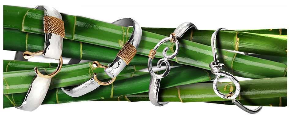 Virgin Islands Bracelet
 Bracelets Made from 14K Gold and Sterling Silver Bamboo