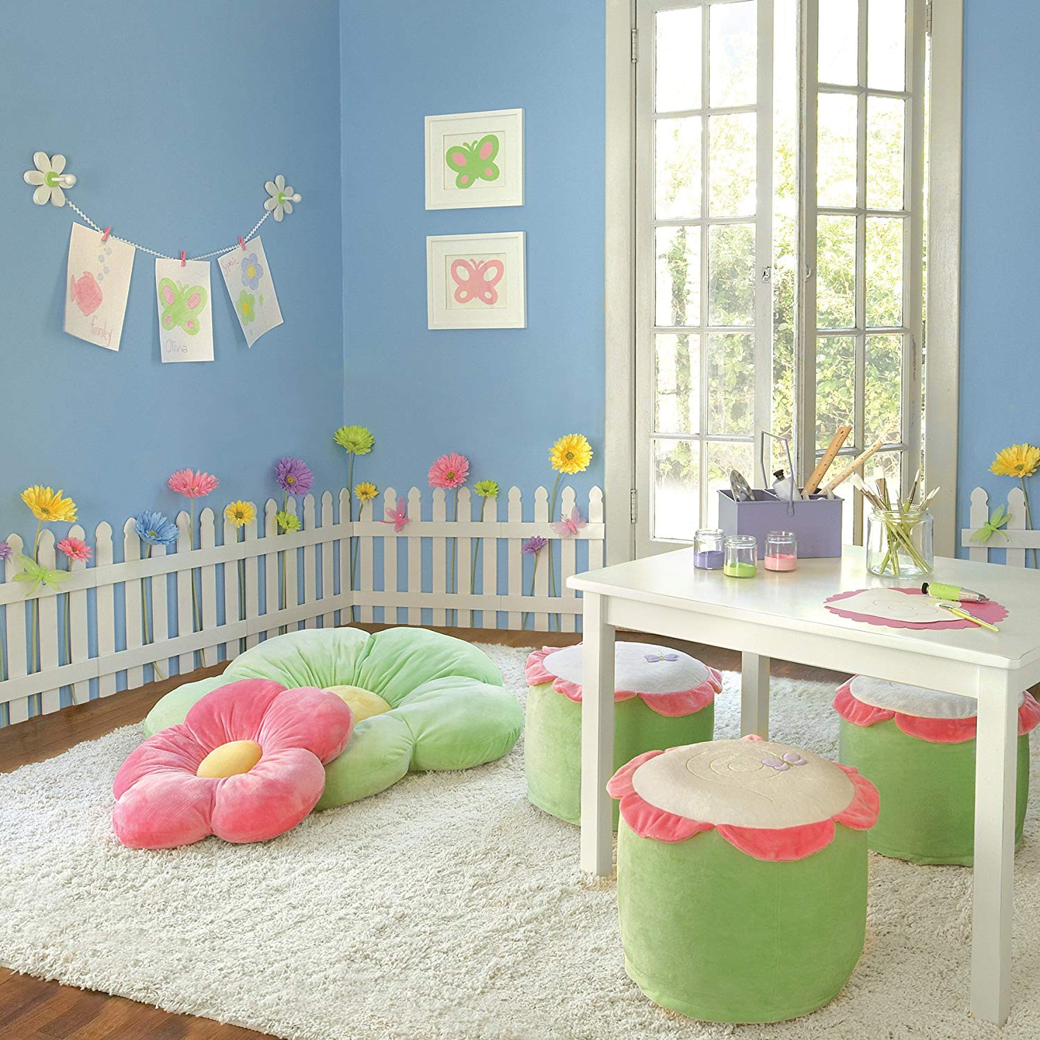 Wall Borders For Kids Room
 White Wooden Picket Fences for Kids Room Wall Border