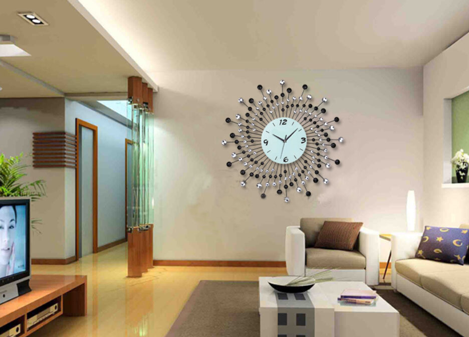 Wall Clock For Living Room
 Home Decor wall clock modern design diamond Quartz Iron