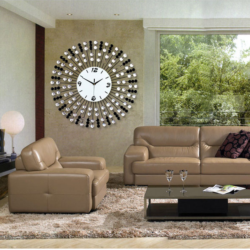 Wall Clock For Living Room
 24 inches Modern Luxury Iron Wall Clock Diamond Creative