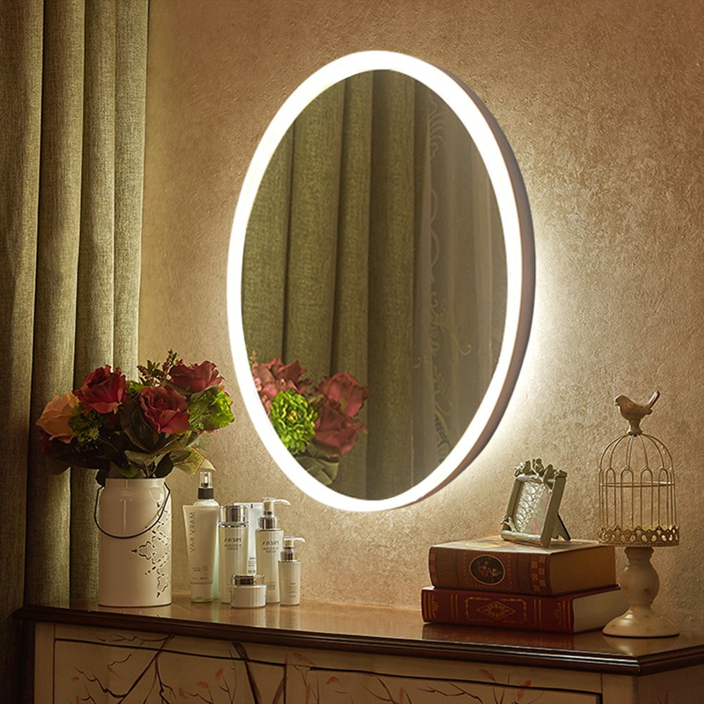 Wall Mounted Bedroom Vanity
 LED Wall Mirrors 16 7x27 5 Inch Oval Mirror NANAMI