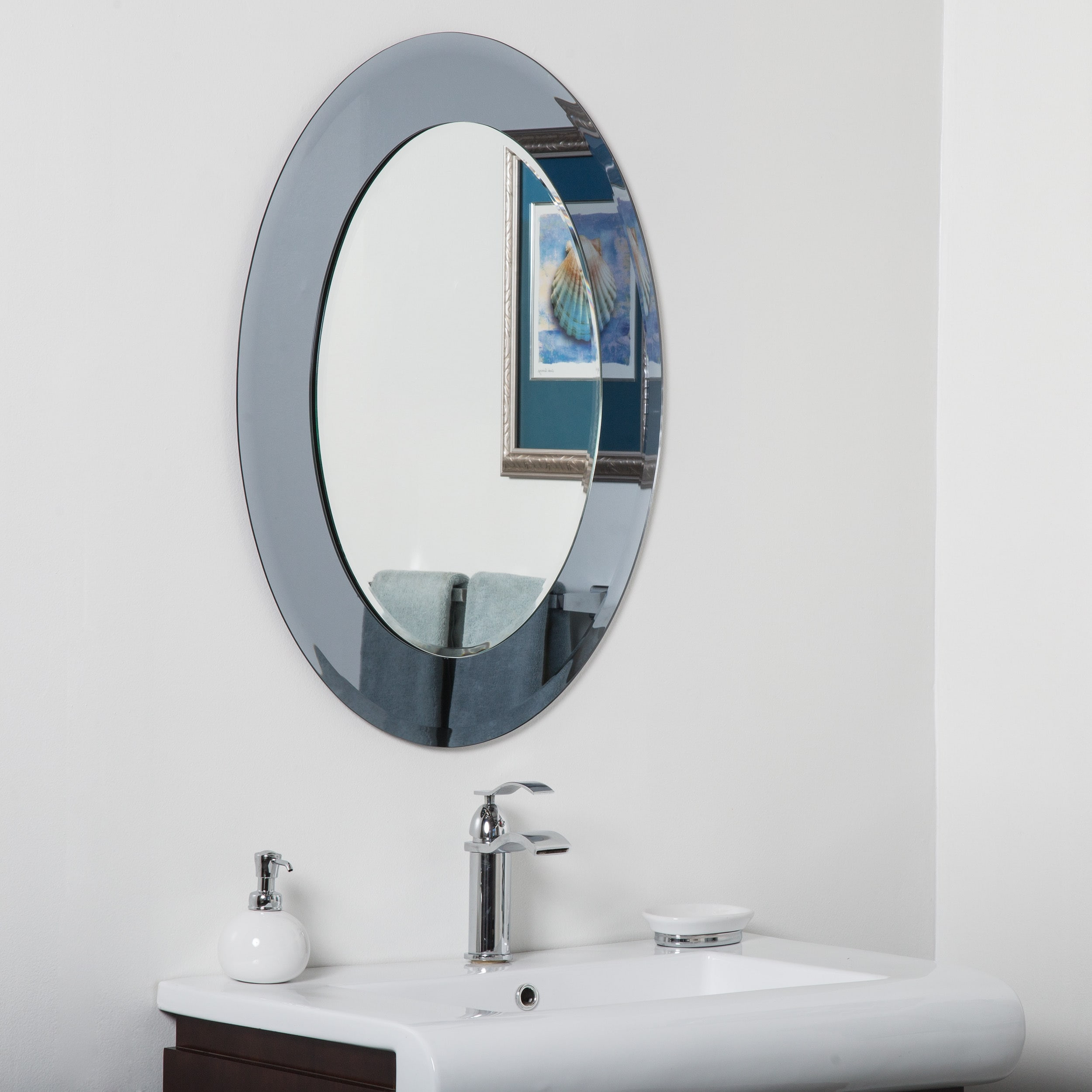 Walmart Bathroom Mirrors
 Decor Wonderland Cayman Glass Beveled Round Bathroom