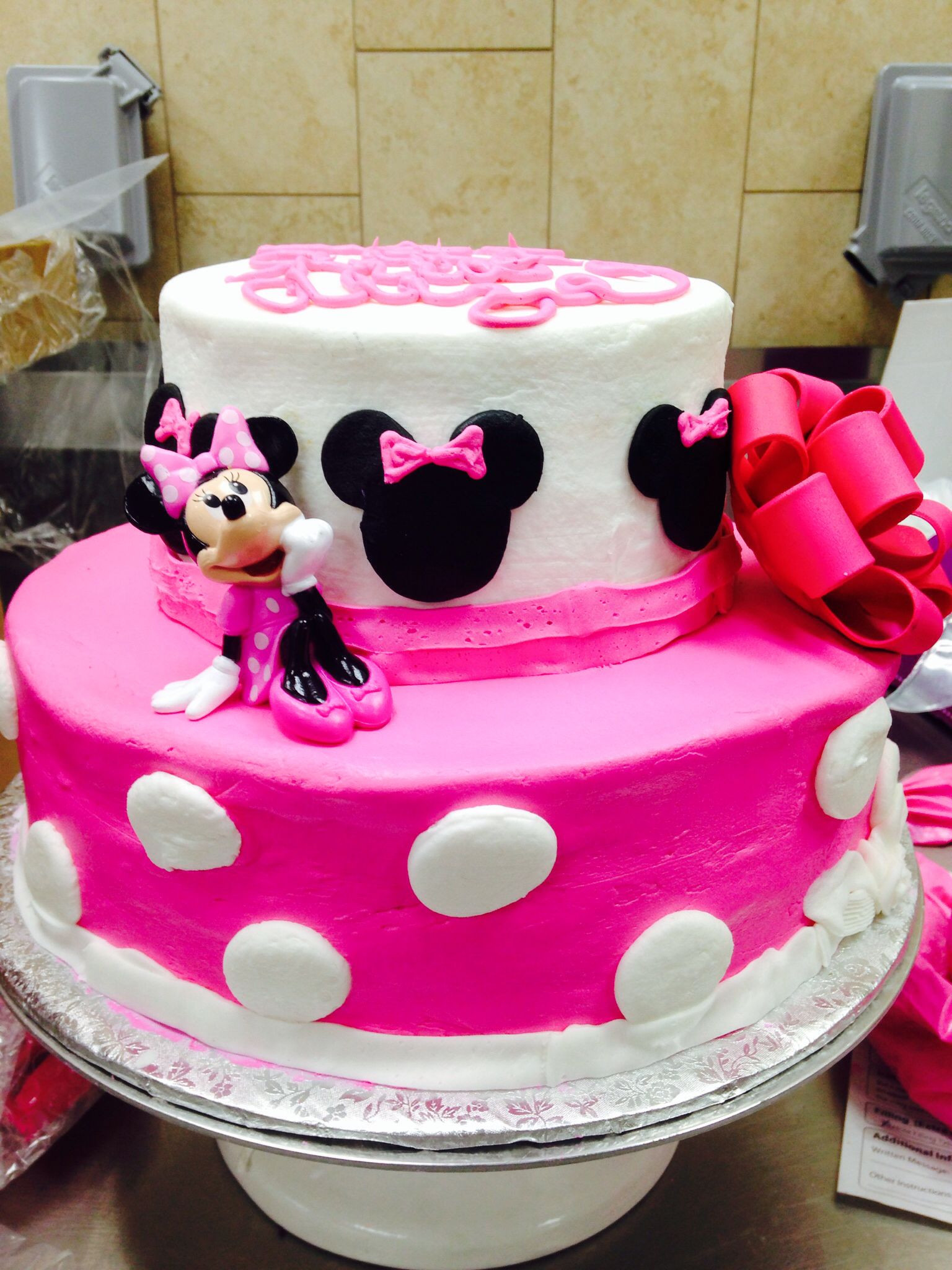 Walmart Custom Birthday Cakes
 Minnie Mouse cake Two tier cake Walmart cake Walmart