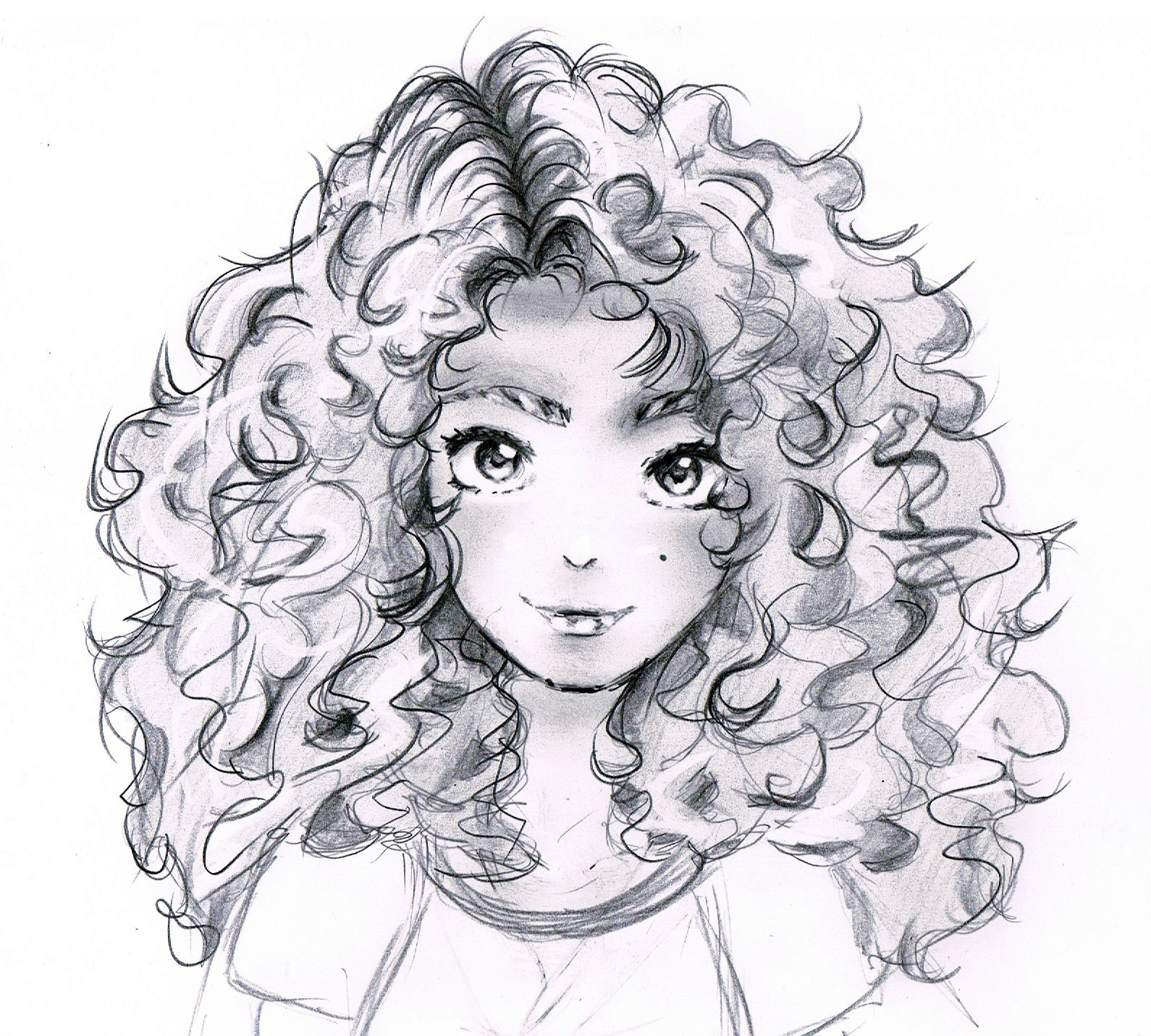 Wavy Anime Hairstyles
 Curly Hair Curly Hair Girl Anime Manga Pencil