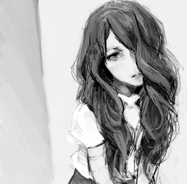 Wavy Anime Hairstyles
 Black and White Anime Girl Monochrome Anime Art