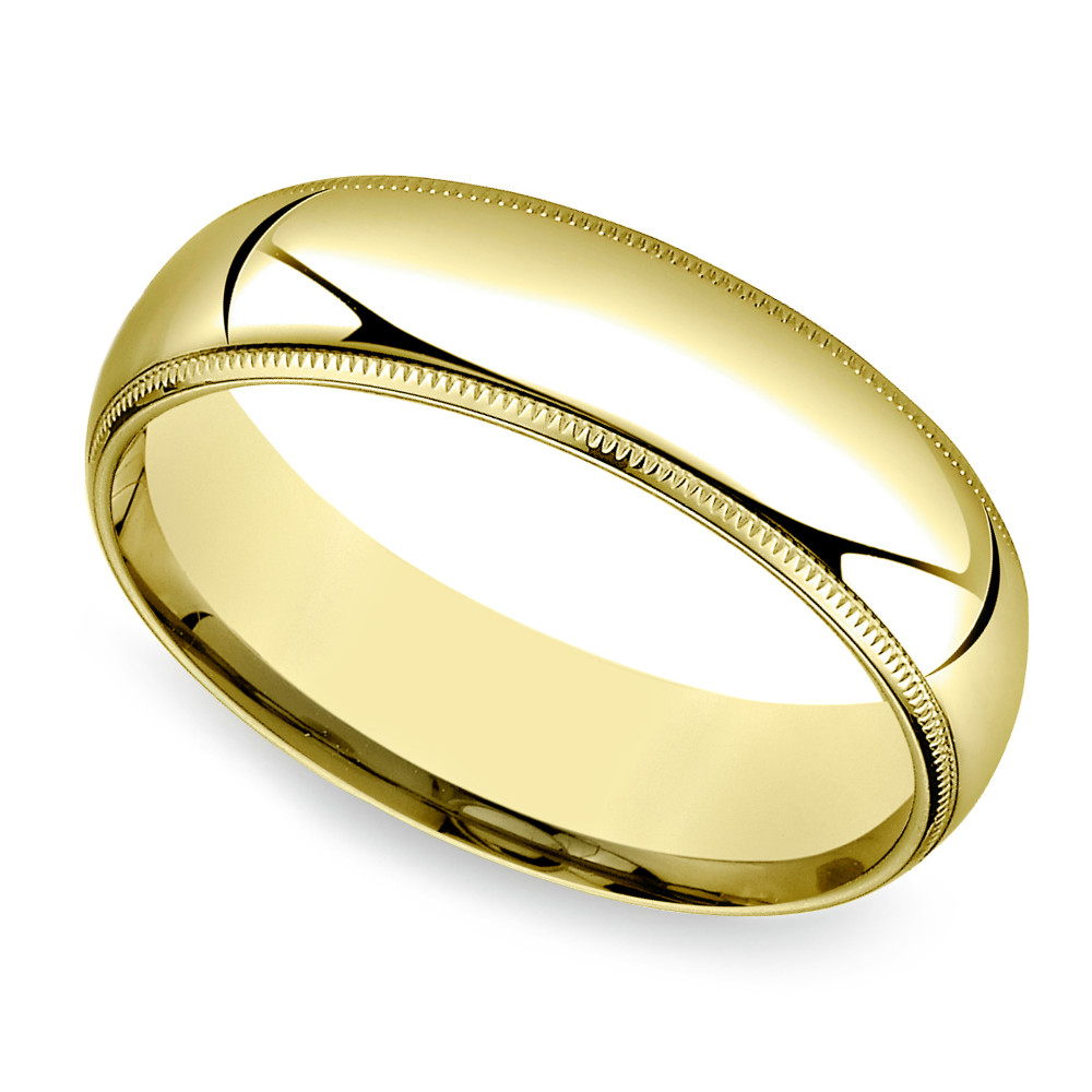 Wedding Band For Men
 Mid Weight Milgrain Men s Wedding Ring in Yellow Gold 6mm