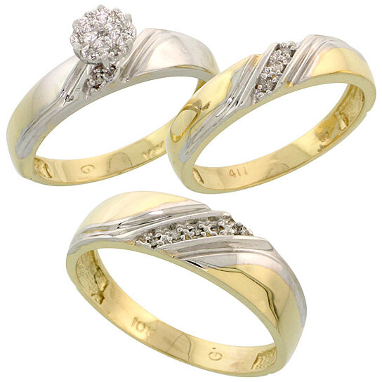 Wedding Band Sets For Him And Her
 Buy 10k Yellow Gold Diamond Trio Engagement Wedding Ring