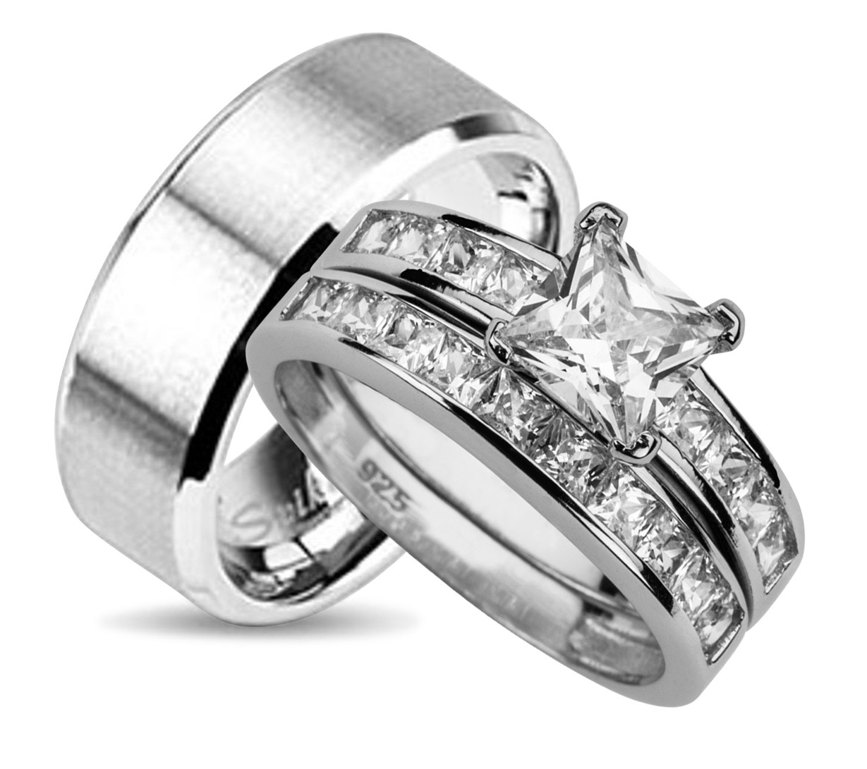 Wedding Band Sets For Him And Her
 LaRaso & Co His and Hers Wedding Ring Set Matching
