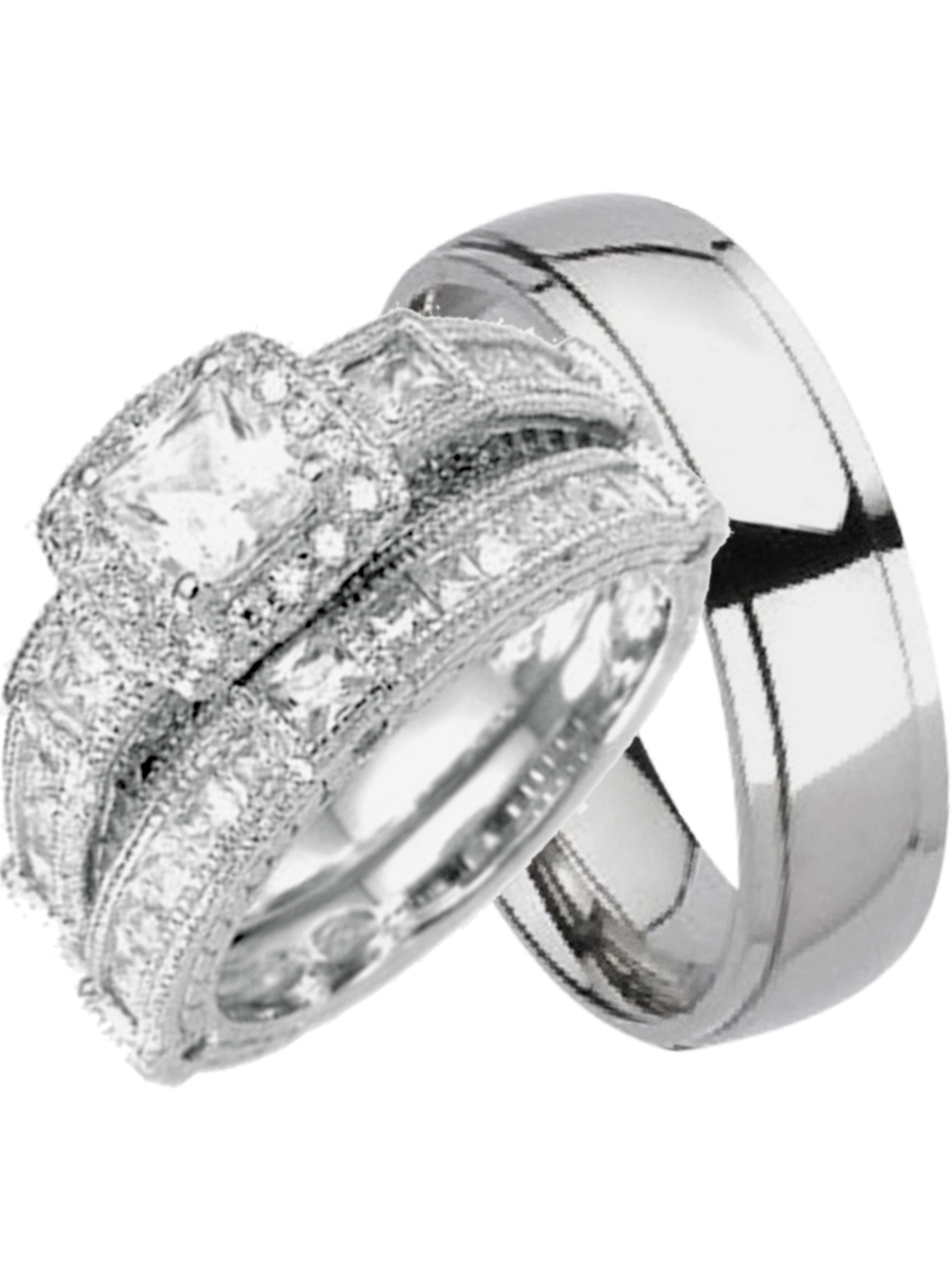 Wedding Band Sets For Him And Her
 LaRaso & Co His and Hers Wedding Sets Silver Titanium 3