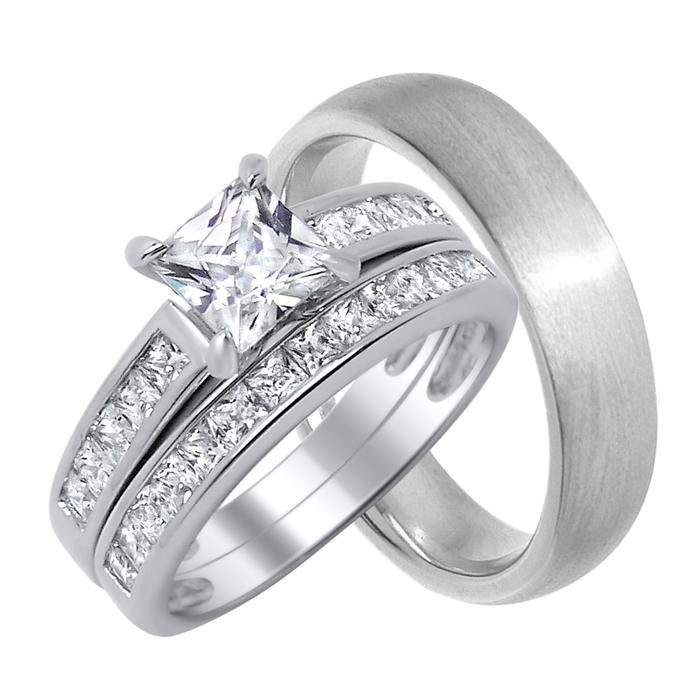 Wedding Band Sets For Him And Her
 Matching His Her Trio Wedding Ring Set Looks Real Not