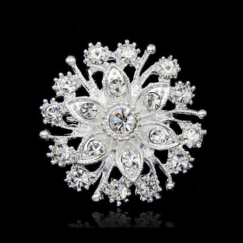 Wedding Brooches
 Snowflake Bouquet Wedding Silver Flower Rhinestone Crystal