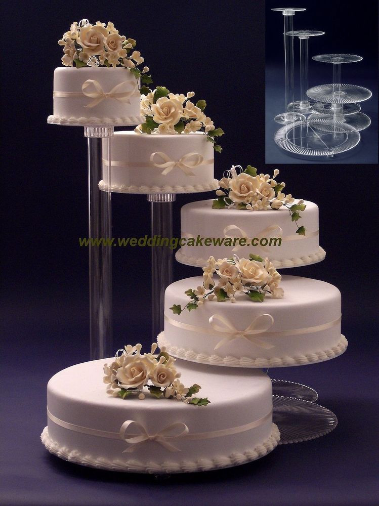 Wedding Cake Base
 5 TIER CASCADING WEDDING CAKE STAND STANDS SET