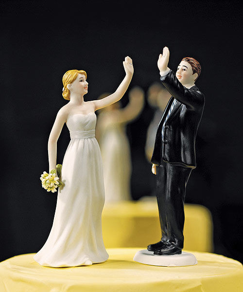 Wedding Cake Toppers Bride And Groom
 High Five Bride and Groom Funny Couple Wedding Cake Topper