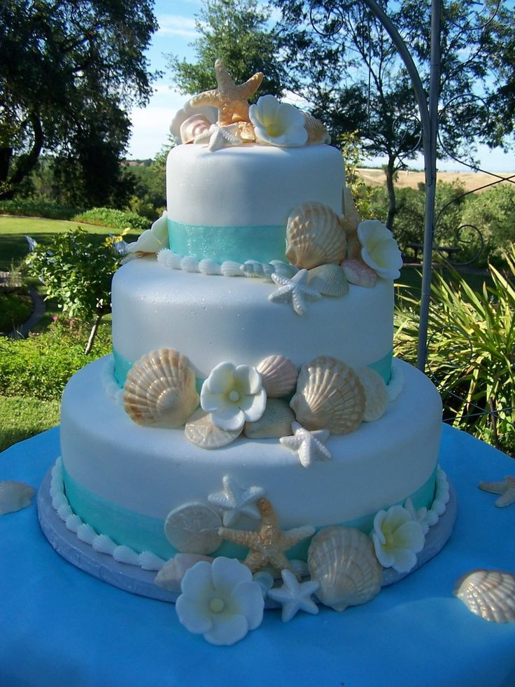 Wedding Cakes Beach Theme
 Fondant cake with white chocolate shells and gumpaste