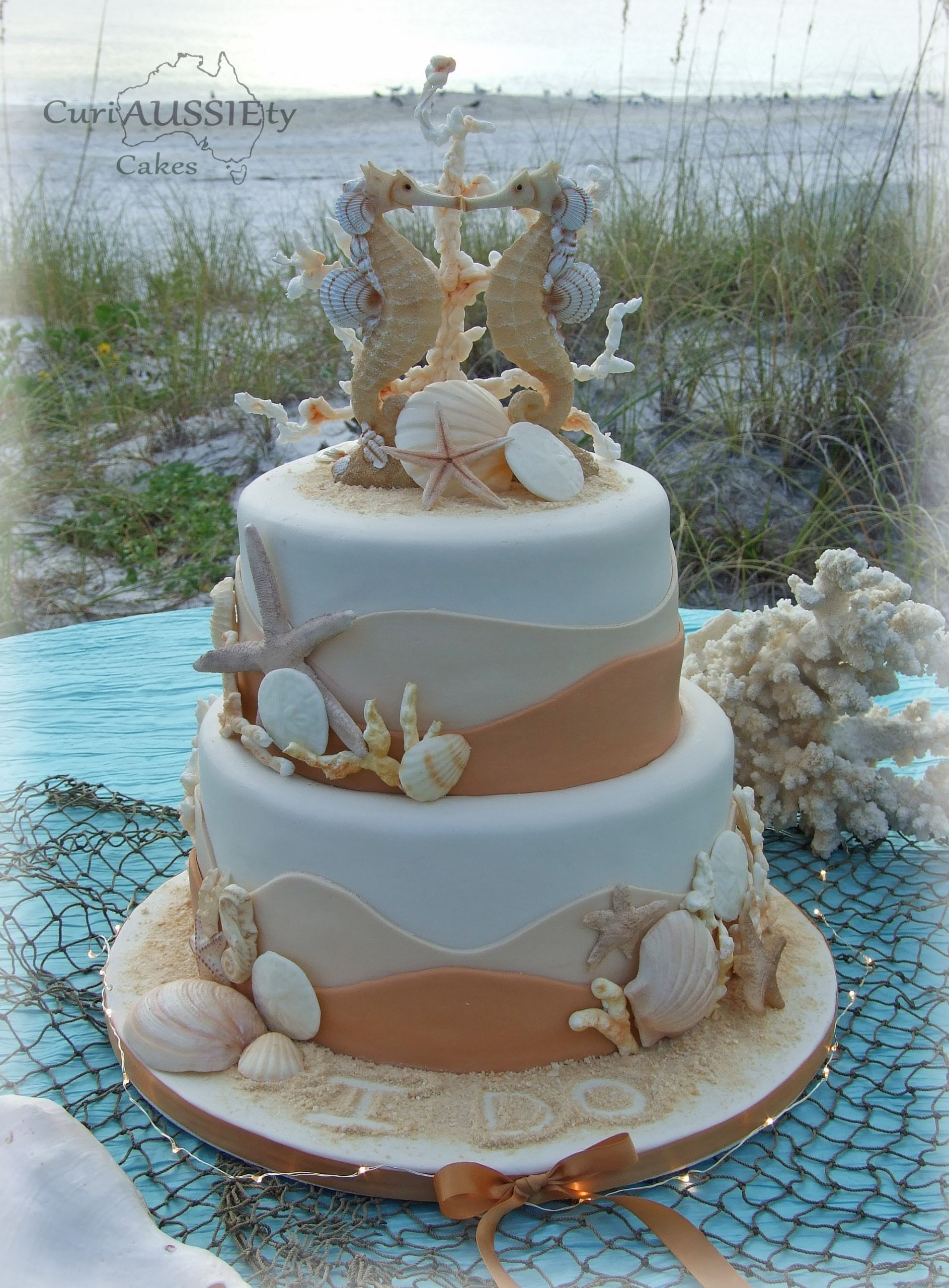 Wedding Cakes Beach Theme
 sea Horse Beach Theme Wedding Cake CakeCentral