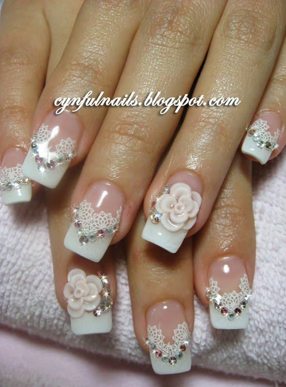 Wedding Design Nails
 Cynful Nails Bridal french lace nails