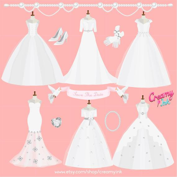 Wedding Dress Clipart
 Wedding Dress Digital Vector Clip art Wedding Gown Clipart