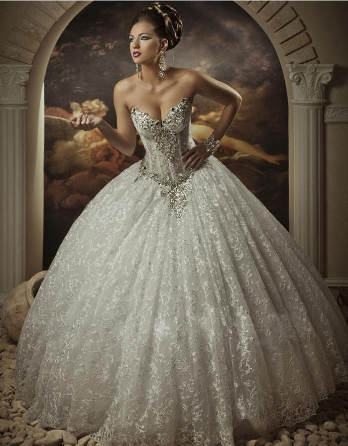 Wedding Dresses With Bling
 2014 New Custom Sweetheart Sleeveless Luxury Beaded